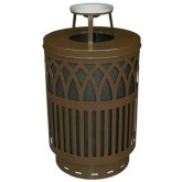 WITT Covington Collection Galvanized Laser Cut Waste Receptacle with Ash Tray Top - 40 gallon, Brown
